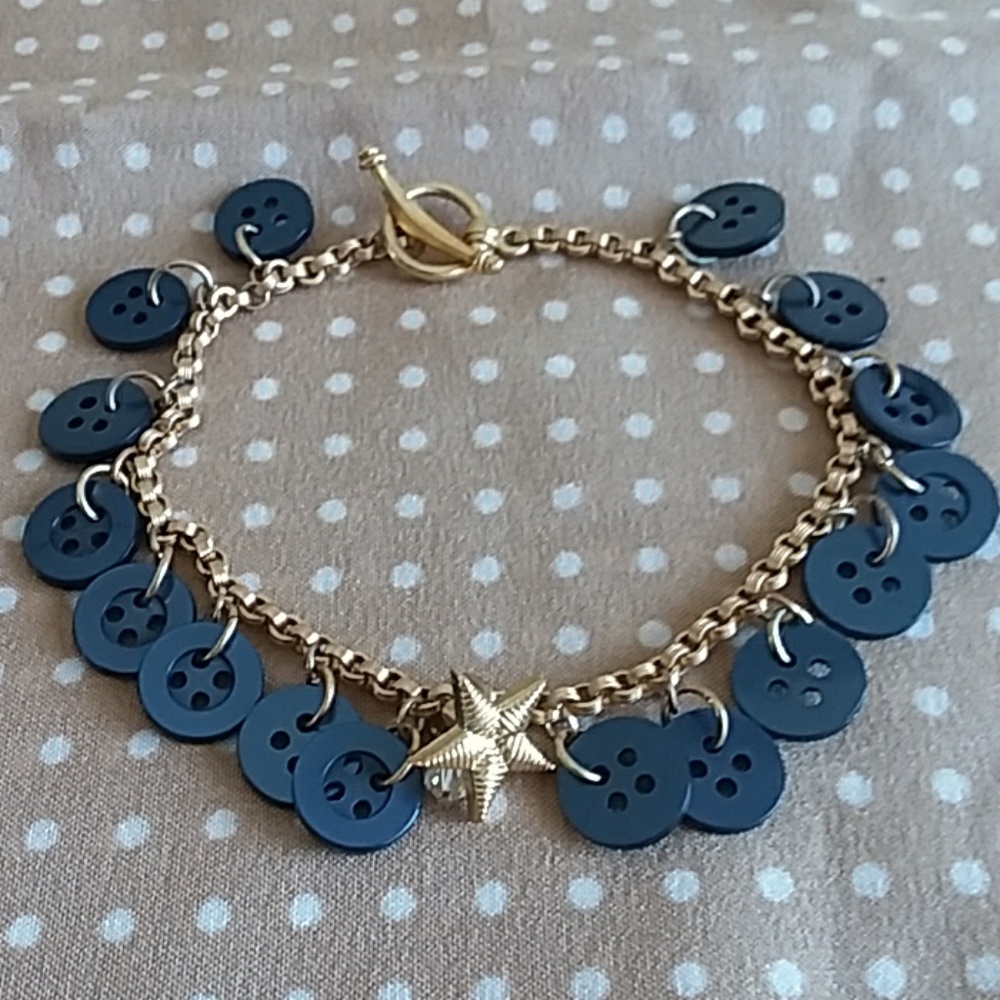 Navy button bracelet